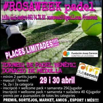Torneig solidari per la donació de medul.la òssia, Sant Cugat, dies 22, 29 i 30 de abril